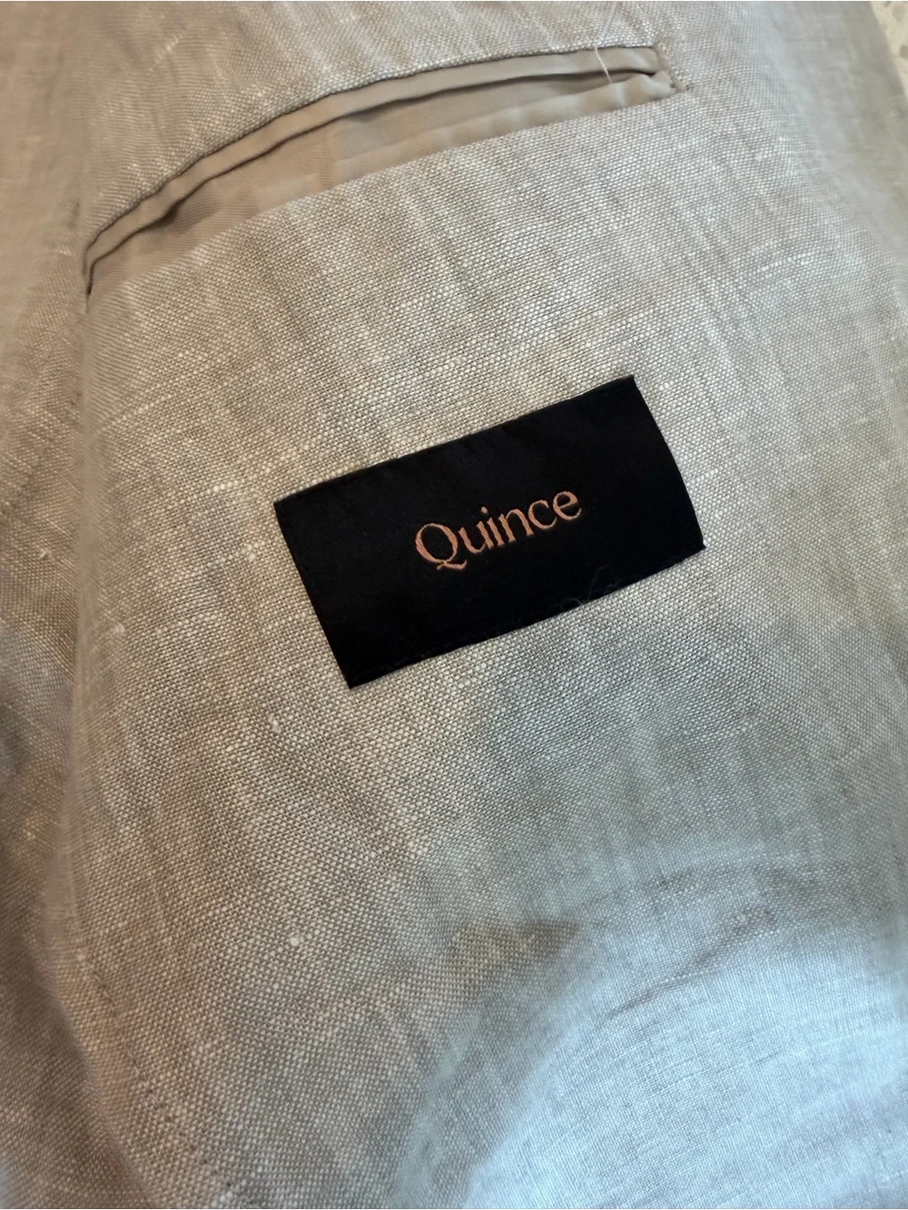 Quince European Linen Light Beige Linen Two-Button Blazer approx S